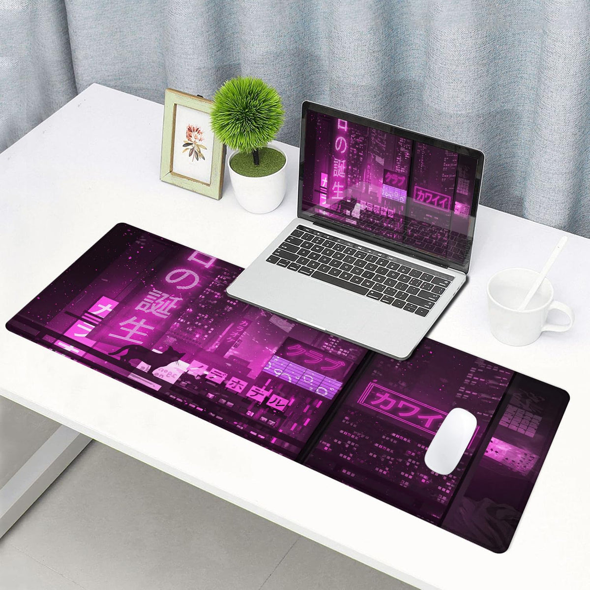 Gaming Mouse Pad, Large Anime Mouse Pads for Desk, Non-Slip Rubber Base Mousepad, Keyboard Mouse Mat Desk Pad with Stitched Edges, 31.5X11.8 Inch