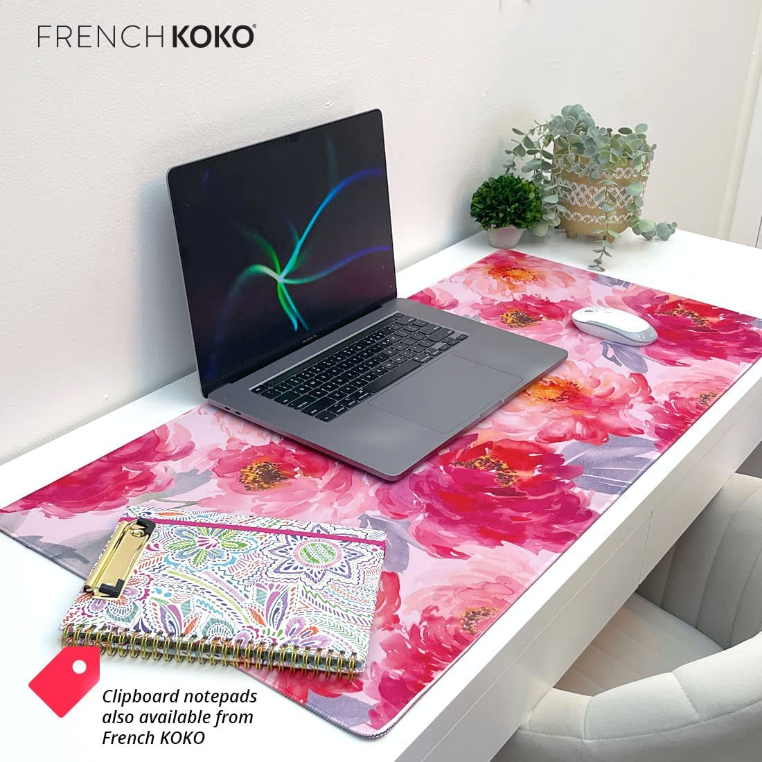 Large Mouse Pad Desk Mat 15" X 30" – Extended Floral Desk Protector for Keyboard & Mouse – Non-Slip Waterproof Cute Office Pad Aesthetic Workstation Mat