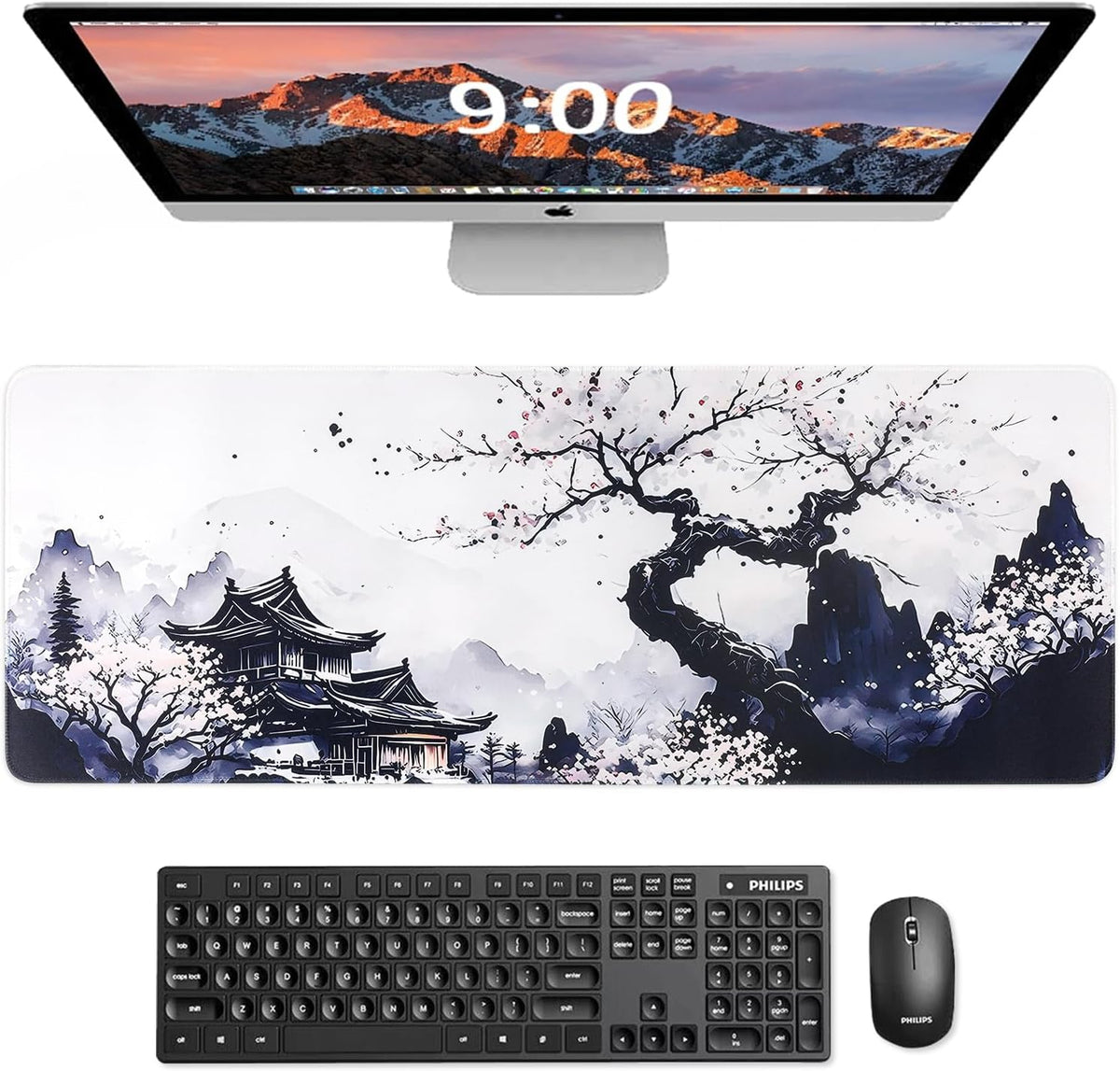 Sakura Mouse Pad Non-Slip Rubber Base Gaming Mouse Pad Keyboard Mat with Stitched Edges for Gaming and Office Desk Mat (Sakura)