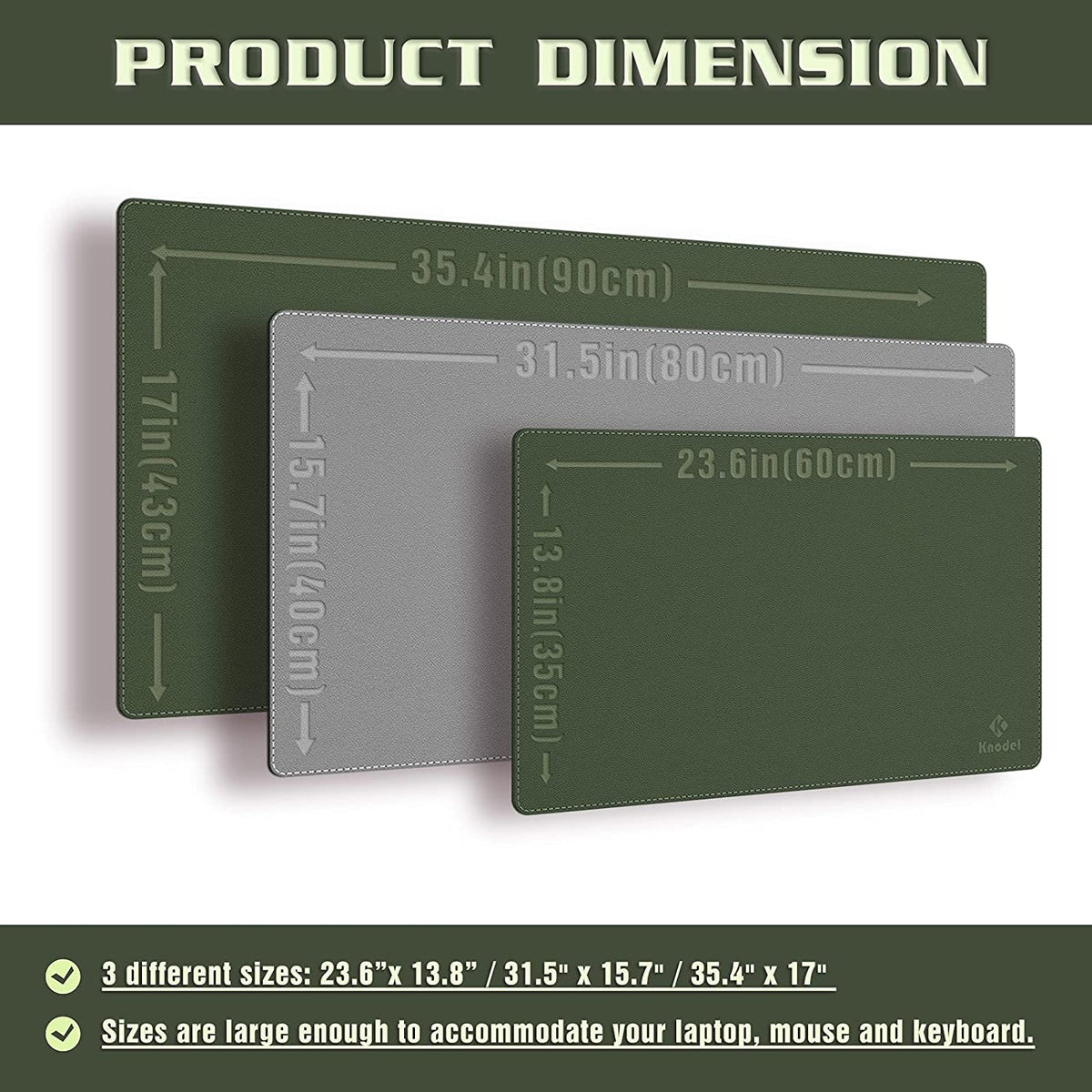 Large Sewing Leather Desk Mat, Desk Pad (Dark Green, 31.5"X15.7")