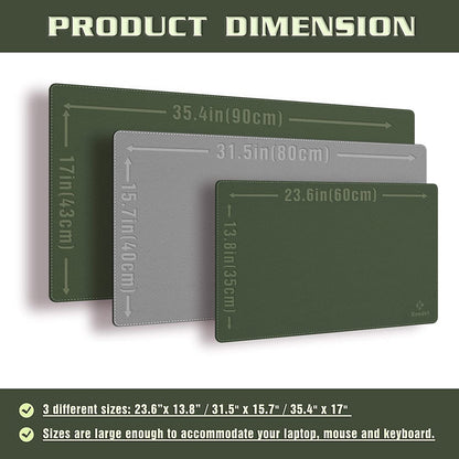 Large Sewing Leather Desk Mat, Desk Pad (Dark Green, 31.5"X15.7")