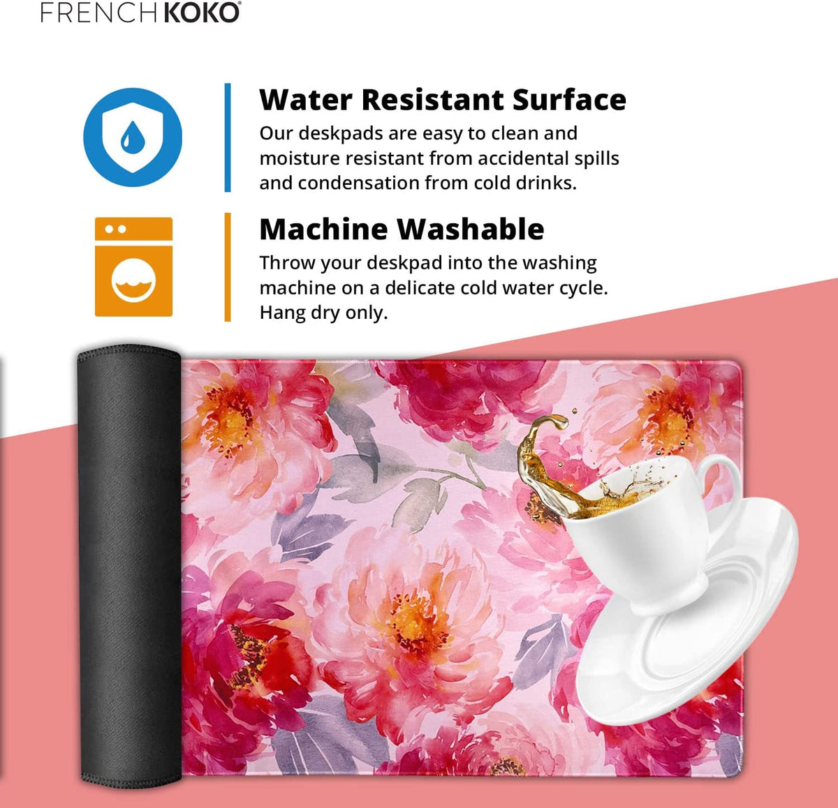 Large Mouse Pad Desk Mat 15" X 30" – Extended Floral Desk Protector for Keyboard & Mouse – Non-Slip Waterproof Cute Office Pad Aesthetic Workstation Mat