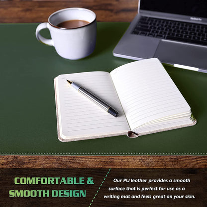 Large Sewing Leather Desk Mat, Desk Pad (Dark Green, 31.5"X15.7")