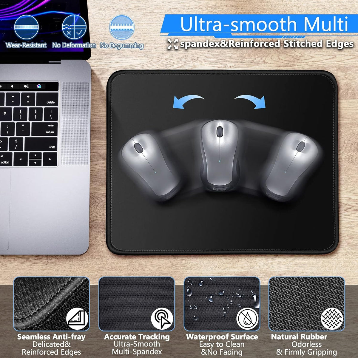 3Pcs Memory Foam Keyboard Wrist Rest, Mouse Pad Wrist Support for Easy Typing Pain Relief, Ergonomic, Comfortable Keyboard Mouse Pad Set for Computer, Laptop, Home & Office