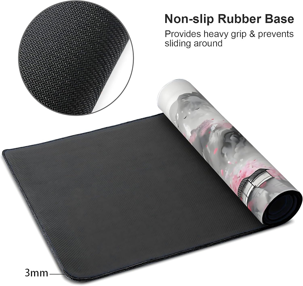 Japanese Cherry Blossom Large Mouse Pad,Gaming Keyboard Desk Pad,Extended Mouse Mat Non-Slip Rubber Base with Stitched Edges for Office Game Home XL 31.5"X11.8"
